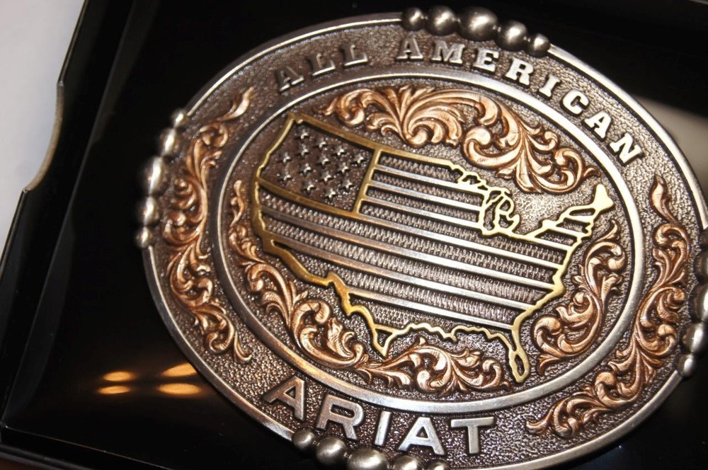 Ariat Western Belt Buckle All American Oval Logo Silver A37051
