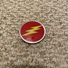 DC Comics The FLASH Series Symbol Metal Enamel BELT BUCKLE. 2002 Pewter