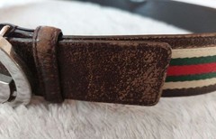 GUCCI Pre-Owned Brown Leather Striped Belt Vintage