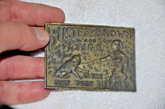 VINTAGE BUSTER BROWN AND TIGE BELT BUCKLE – HEAVY BRASS