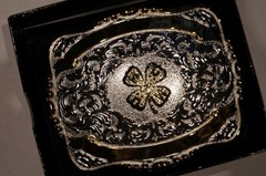 Crumrine Western Belt Buckle Trophy Buckle 4 H Clover 2 Ribbons 38402