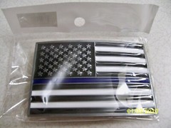 Glossy, Patriotic U.S.A. Flag Blue Line Police, Policeman metal belt Buckle, New