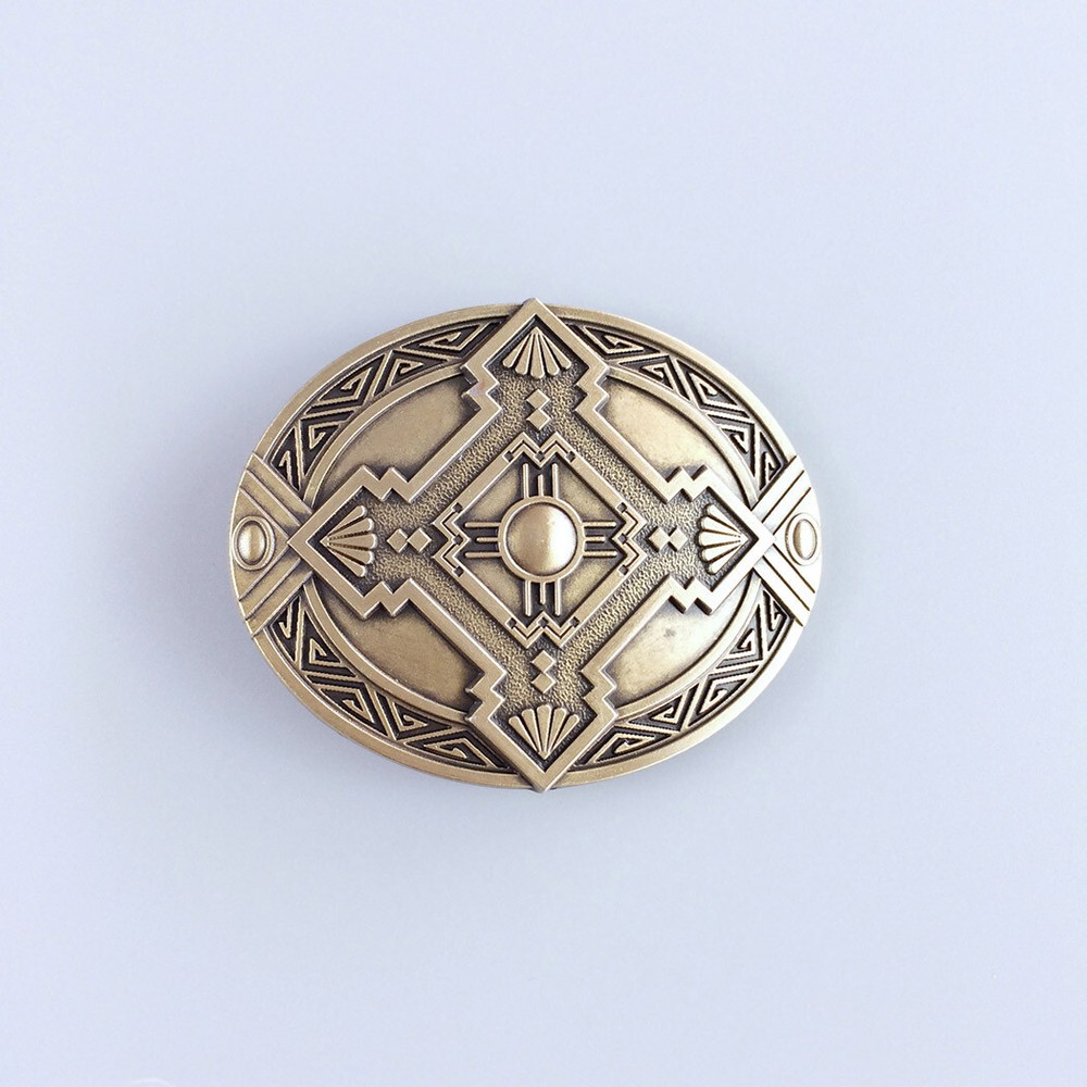 Vintage Bronze Plated Cross Celtic Knot Oval Southwest Belt Bucke US Stock