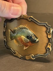 Vintage Bluegill Belt Buckle Fish Fisherman Fishing Panfish Outdoor 1970s Nice