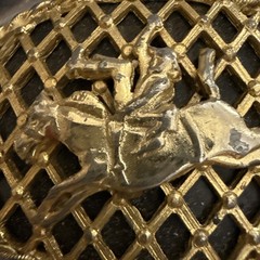Vintage Western Belt Buckle Bucking Bronco Horse Large Oval Silver Gold Tone