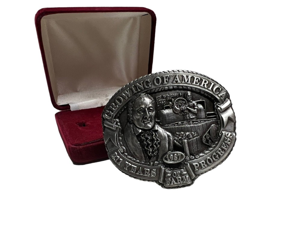 Vtg 1986 Nasco Eli Whitney Cast Iron Growing Of America Belt Buckle Numbered