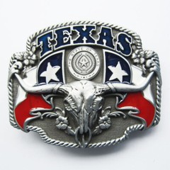 Texas State Flags Long Horn Bull Western Cowboy Metal Belt Buckle