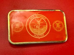 Nra Member Hunter – Rare Orange & Bass Color Gun Rights Collectors Belt Buckle