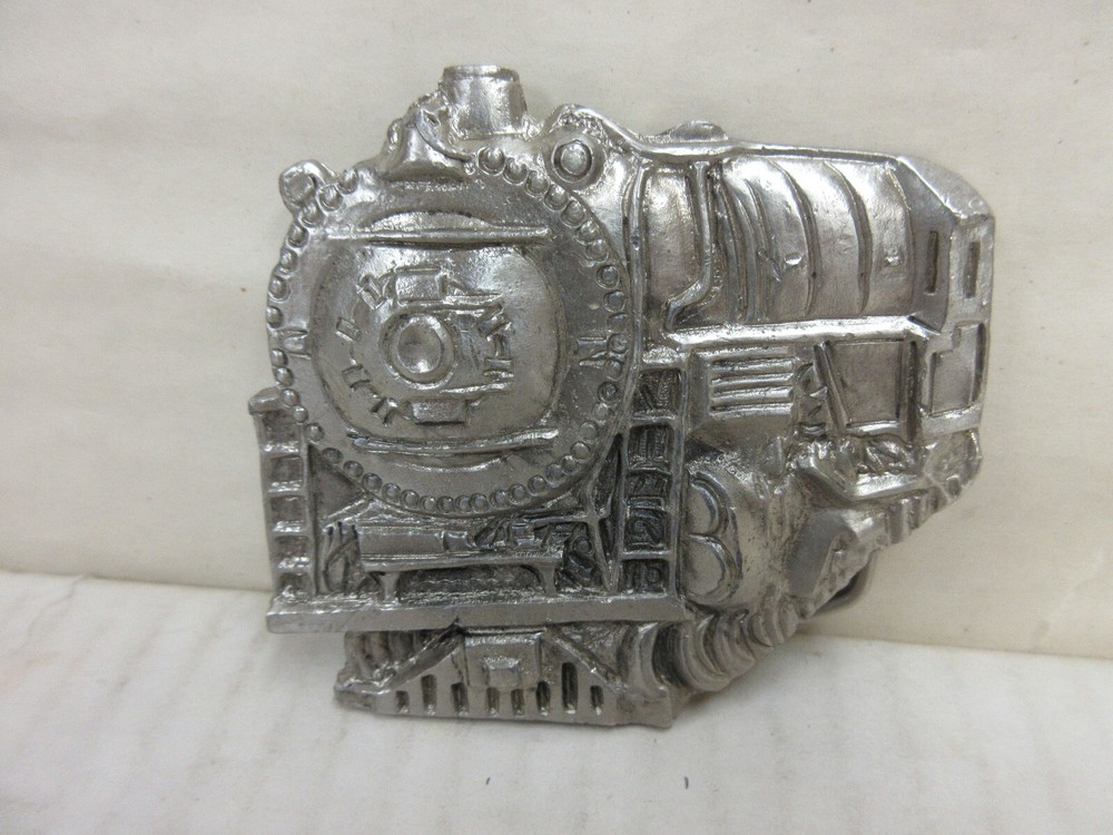 1970s InStyle Locomotive Train Belt Buckle White Metal Men&rsquo;s Fashion Accessory