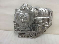 1970s InStyle Locomotive Train Belt Buckle White Metal Men&rsquo;s Fashion Accessory