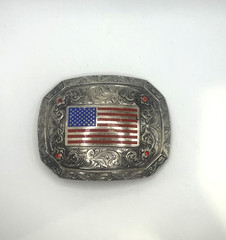 Western Trophy Belt Buckle American Flag