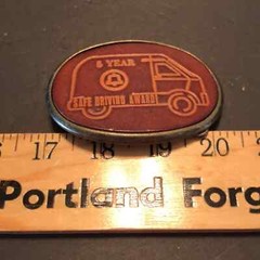 Vintage VTG Safe Driving Award Bell Systems Leather Belt Buckle Communications
