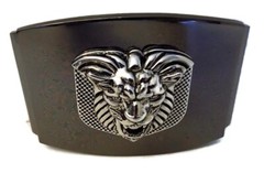 WASHED UP HOLLYWOOD #075BK SILVER & BLACK 1.5&Prime; LION CHECKER PLATE BELT BUCKLE