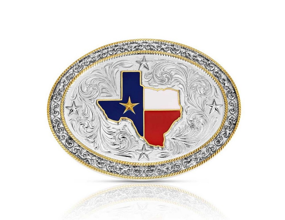 Montana Silversmiths Belt Buckle Lone Star Pride Silver Gold A1082P