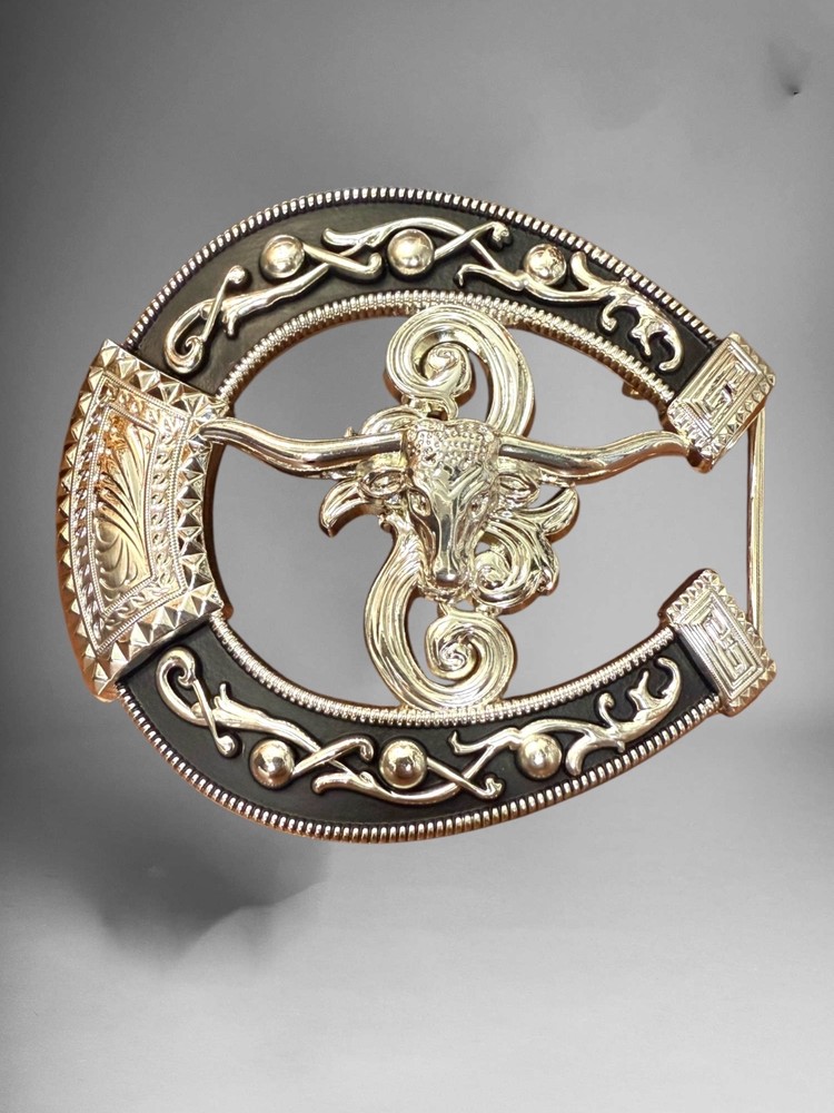 Long Horn Bull Western Cowboy Belt Buckle Hebilla Vaquera Con Toro