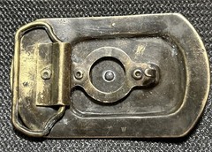 VINTAGE FAUX TURQUOISE NATIVE AMERICAN THEME BRASS BELT BUCKLE *Read