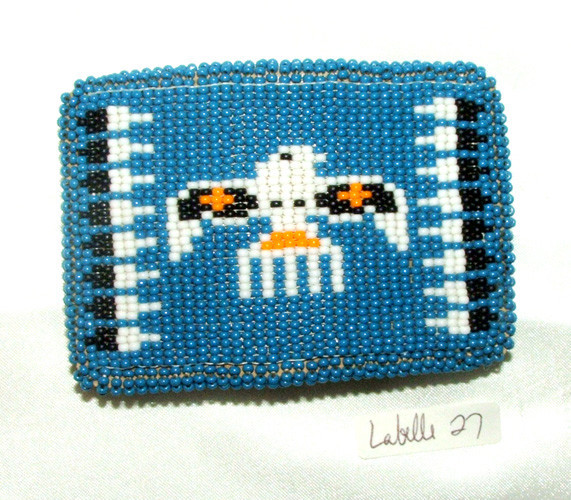 Belt Buckle Native American Beadwork Blue Thunderbird 3.5×2.5&Prime; New #27