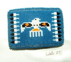 Belt Buckle Native American Beadwork Blue Thunderbird 3.5×2.5&Prime; New #27