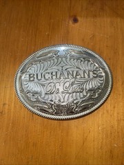 Buchanans Deluxe Scotch Whiskey Silver Tone Belt Buckle Promotion Cowboy Western