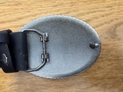 Vintage Western Cowboy Black Belt with Silver Tone Oval Belt Buckle Sz M See pic