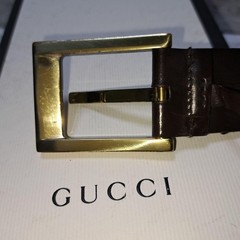 GUCCI Pre-Owned Leather Belt Gold Hardware Brown