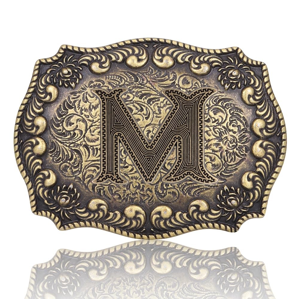 Btilasif Belt Buckles Men Western Cowboy Initial Letters ABCDJMR Mens Texas Rode