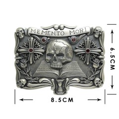 Handmade Sterling Silver Skull Mens Biker Belt Buckle Masonic мemento mori