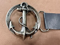 Round Openwork Anchor with Wrapped Rope Nautical Theme Body Rage Belt Buckle