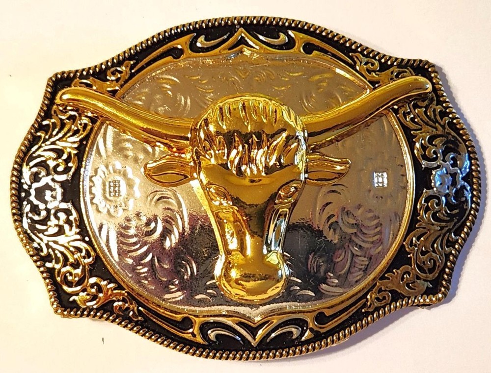 BULL HEAD RODEO ANIMAL OVAL RODEO COWBOY WESTERN SHINE BELT BUCKLE