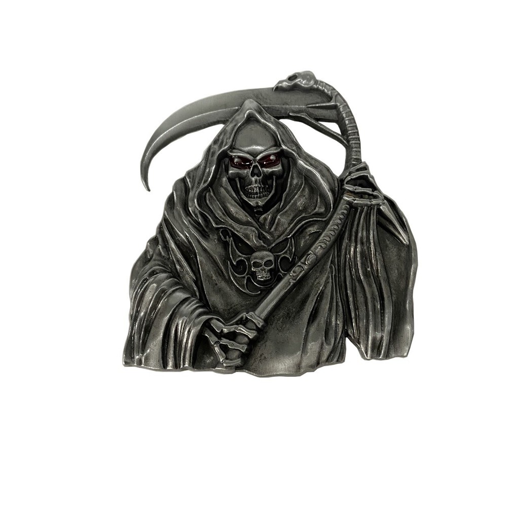 Red Enamel Grim Reaper Skull Belt Buckle Gurtelschnalle Boucle de ceinture