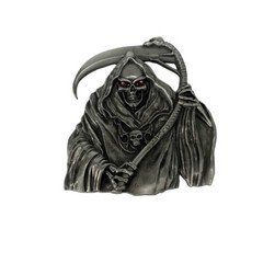 Red Enamel Grim Reaper Skull Belt Buckle Gurtelschnalle Boucle de ceinture