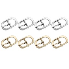 8Pcs 0.6&Prime; Single Prong Metal Roller Pin Belt Buckles Silver/Light Gold