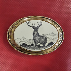 vintage Barlow solid brass deer belt buckle