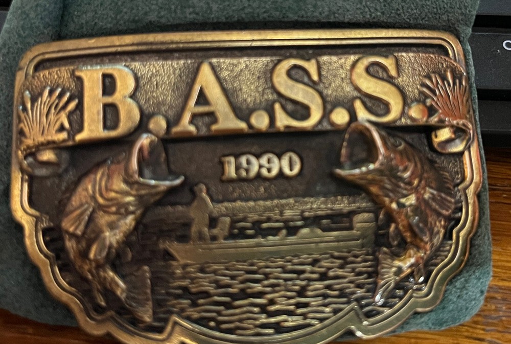 1990 BASS Bassmasters Anglers Sportsman Society Largemouth Boat Belt Buckle