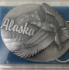 Mens Siskiyou Buckle Co Alaska Bald Eagle Belt Buckle Pewter Americana NEW VTG