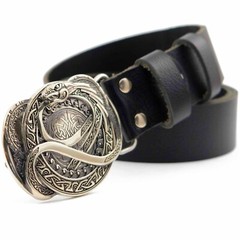 German silver belt buckle Jormungandr, World Serpent buckle, Dragon buckle