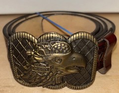Harley Davidson USA Eagle Belt Buckle & A Size 42 Leather Belt. Length 48”