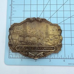 Vtg GRANT OIL TOOL COMPANY BRASS BELT BUCKLE Oil Field Roughneck