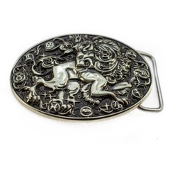 Leo german silver belt buckle, Lion Horoscope Astrological Zodiac Sign buckle