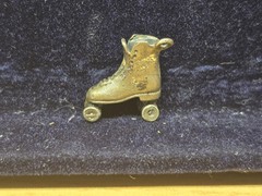 Vintage Miniature Roller Skate Shoe Revolver and Sailing Boat Trinkets
