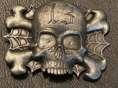 2002 LUCKY-13 APPAREL LIGHTER BELT BUCKLE, pewter, nice