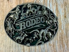 Cowboy Rodeo Calf Roping Bucking Bronco Rancher Enameled New Western Belt Buckle