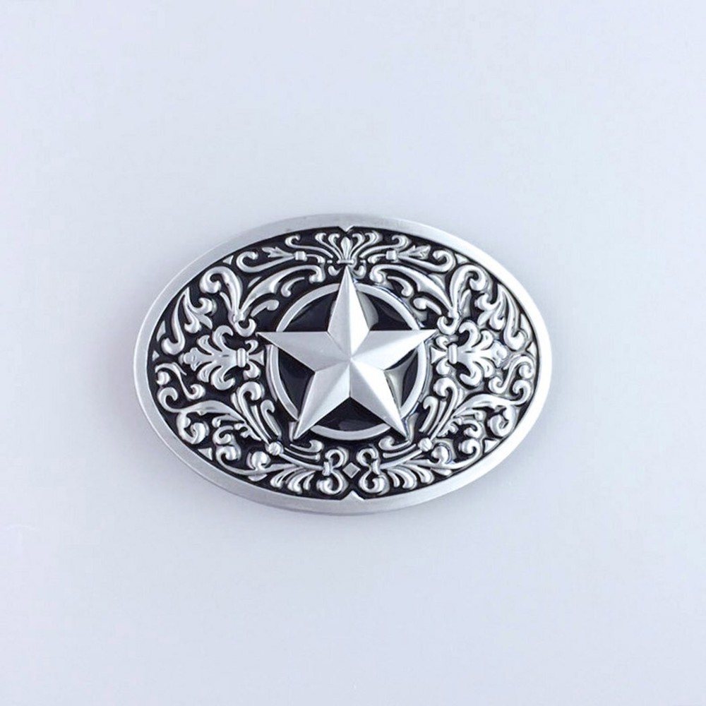 Black Enamel Southwest Flower Western Star Oval Belt Buckle Boucle de Ceinture