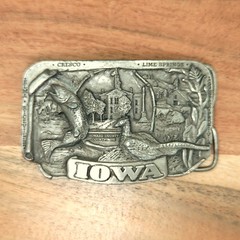 Western Rectangular Siskiyou Iowa State Scenery Cowboy Belt Buckle