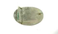 Vintage Belt Buckle Featuring A Marlin Design With Turquoise Mosaic Mexico