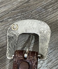 Rare Chet Vogt 14k .925 Sterling Belt Buckle Set XL cowboy Star ✅