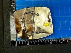 Letter Initial T – Silver color Vintage Belt Buckle – Missing Rhinestone?
