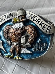 American Construction Worker Heavy Numbered Belt Buckle 1988 USA Eagle