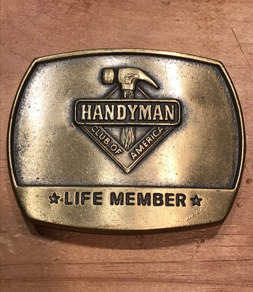 HANDYMAN CLUB OF AMERICA * LIFE MEMBER * 1996 MAN&rsquo;S BELT BUCKLE – HAMMER TOOL