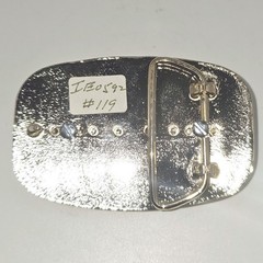 Vintage Western Blank Floral Scroll Belt Buckle Gold Silver Tone Black Enamel